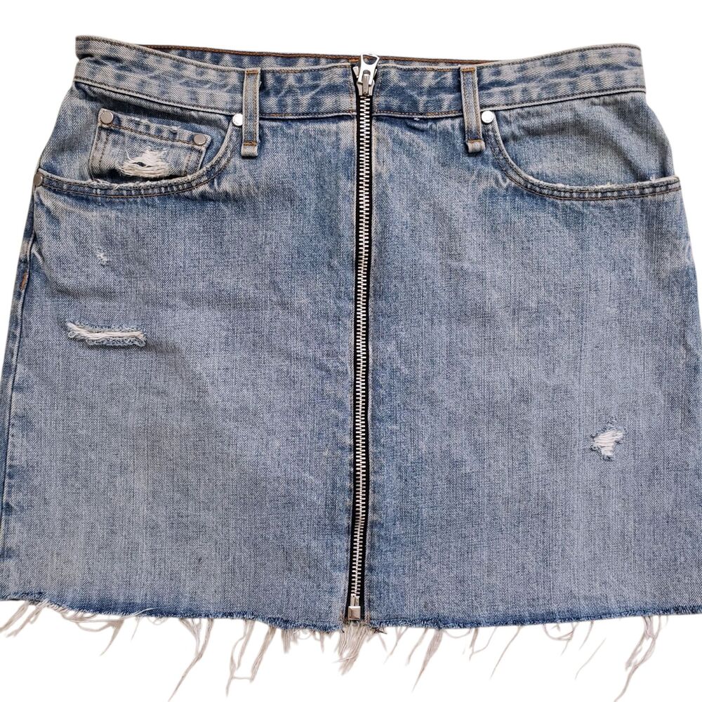 Rag & Bone Anna Denim Mini Skirt Womens 30 Mandy Distressed Zip Front Y2K - Picture 9 of 9